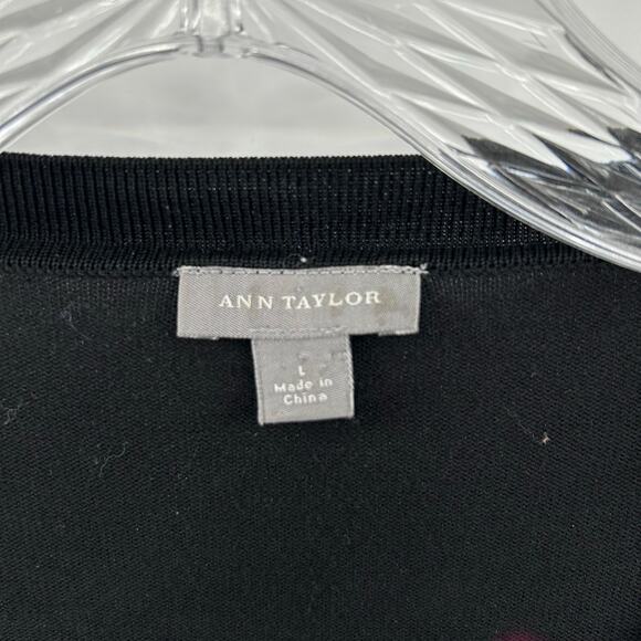 Ann Taylor Silk Blend Cardigan Sweater Black Classic Staples Womens Size Large - Picture 6 of 11